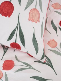 Bavlnená obliečka na vankúš Renforcé 50 × 70 cm - Kvety tulipánov červené