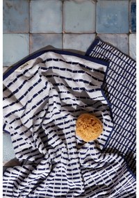 Biely/modrý froté uterák s prímesou bambusu 50x100 cm Nuance – JUNA