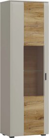 Vysoká vitrína Romy, šedá/dub