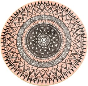 Protišmykový koberec NOVO béžový / sivý kruh