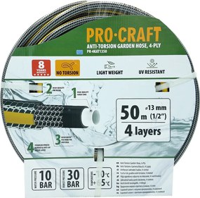 Záhradná hadica Procraft PR-4KAT1350 4-vrstvová, 1/2" 50 m hadica