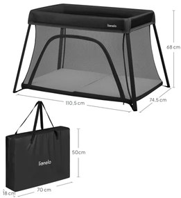 Lionelo - Cestovná postieľka 3v1 ALICE čierna