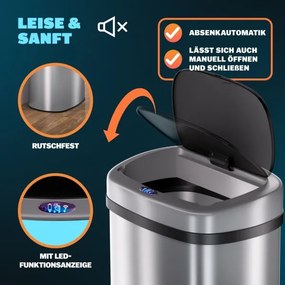 Bezdotykový Jumbo koš 50l strieborná