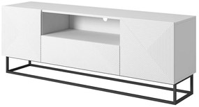 TV stolík Asha 167 cm na kovovom podstavci - biely mat