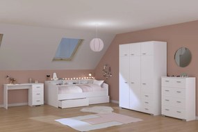 Detská posteľ so zásuvkami a komodou Sleep white