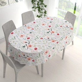 Biante Bavlnený oválny obrus Sandra SA-747 Lúčne kvety na bielom 100x140 cm