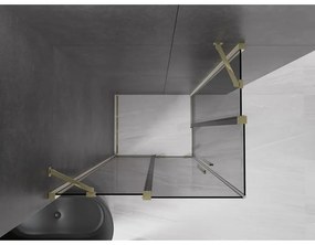 Mexen Velar Duo, sprchový kút s posuvnými dverami 100 x 90 cm, 8mm šedé sklo, zlatá lesklá, 871-100-090-42-50