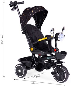Detská trojkolka s otočným sedadlom čierna ECOTOYS