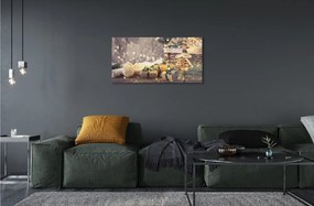 Sklenený obraz Darčeky vetvičky ozdoby 120x60 cm
