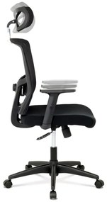 Priedušná kancelárska stolička s výškovo nastaviteľnými opierkami čiernej farby