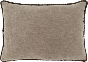 Sivá obliečka na vankúš Aix žinilková s hnedým lemovaním – 50*35 cm