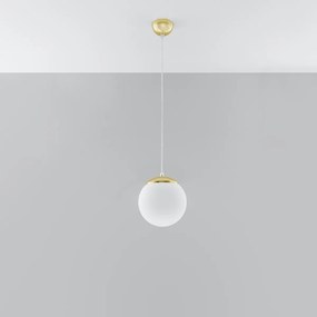 Závesné svietidlo Ugo, 1x biele sklenené tienidlo, (fi 20 cm), g