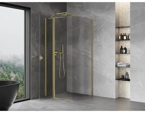Mexen Mist T, sprchový kút s krídlovými dverami, 70 x 70 cm, 8mm číre sklo, zlatý lesklý profil, 8A4T-070-070-50-00