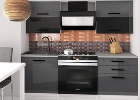 Kuchynská linka Belini 120 cm šedý lesk / čierny lesk s pracovnou doskou Eleganta2  INF ELEGANTA2/2/WT/SBS/0/B1