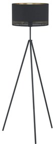 EGLO Moderná stojacia lampa trojnožka ESTEPERRA, 1xE27, 40W, čiernozlatá