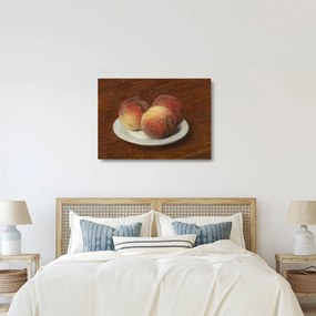 Sklenený obraz - Henri Fantin-Latour, Three Peaches on a Plate, reprodukcia (70x50 cm)