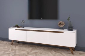 Elegantný TV stolík DIVA 180 cm, MDF, dýha orech, biely