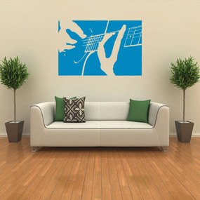 Veselá Stena Samolepka Hra na gitaru Farba: modrá, Veľkosť: 80 x 53 cm