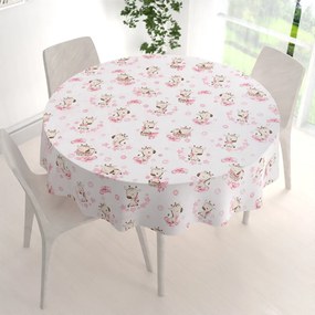 Biante Detský bavlnený okrúhly obrus Sandra SA-438 Ružové žirafy na bielom Ø 50 cm
