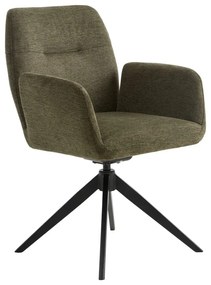 Zelené čalúnené jedálenské kreslo s podrúčkami Roxana – Unique Furniture