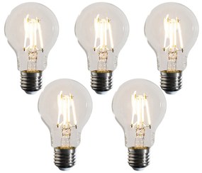 Sada 5 stmievateľných LED žiaroviek E27 A60 číra 4,5W 500 lm 2700K
