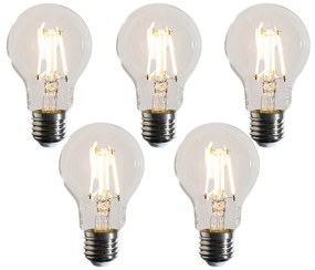 Sada 5 stmievateľných LED žiaroviek E27 A60 čírych 4,5W 500 lm 2700K