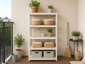 Regál 180x90x30 cm lakovaný 5-policový, nosnosť 875 kg - biely