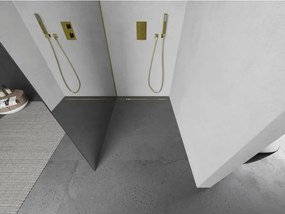 Mexen Kioto L, sprchová zástena Walk-In 80 x 200 cm, 8mm sklo vzor zrkadlo, zlatý matný profil, 800-080-103-55-50