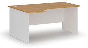 Kancelársky rohový pracovný stôl PRIMO WHITE, 1600 x 1200 mm, ľavý, biela/buk