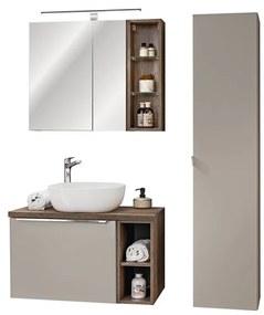Koupelnová sestava SantaFe 80 cm se skříňkami, umyvadlem a zrcadlem taupe/dub santa fe vintage