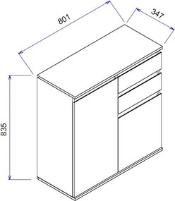 Skrinka s 2 šuplíkmi Brest, 80 cm, antracitová