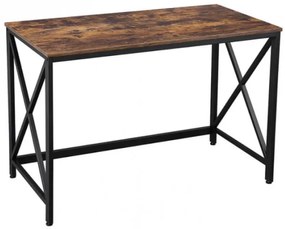 VASAGLE Písací stôl priemyselný 115x60x75 cm hnedý čierny