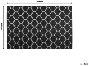 Obojstranný vonkajší koberec 140 x 200 cm čierna/biela ALADANA Beliani