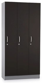 Drevená šatníková skrinka Visio LUX - 3 oddiely, 90 x 42 x 190 cm, antracit