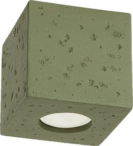 Stropné svietidlo Quad, 1x olivovo zelené betónové tienidlo