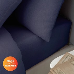 Tmavomodrá napínacia flanelová plachta 150x200 cm Brushed – Catherine Lansfield