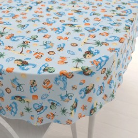 Biante Detský bavlnený oválny obrus Sandra SA-535 Morské zvieratká na svetlo modrom 50x100 cm