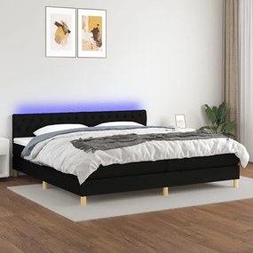 Posteľ boxsping s matracom a LED čierna 200x200 cm látka 3133983