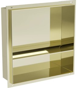 Mexen X-Wall-NR, polička na zapustenie pod obklad bez goliera 30 x 30 cm, zlatá lesklá, 1951303010S