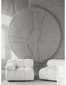 Sivý vlnený okrúhly koberec ø 160 cm Morphic Organica – Agnella