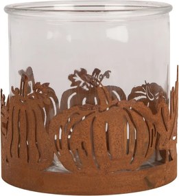 Hrdzavý rustikálny svietnik s tekvicami Pumpkin Tree Rust - Ø 16*16 cm