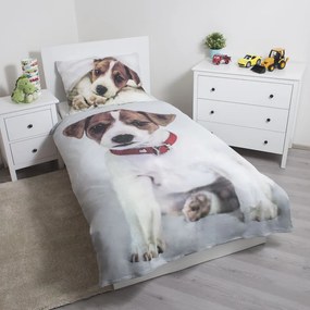 Sivé bavlnené detské obliečky na jednolôžko 140x200 cm Dog – Jerry Fabrics