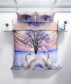 3D Obliečky polycotton Labute - 1x Vankúš 90x70cm, 1x Paplón 140x200cm
