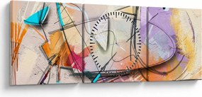 Obraz - Abstrakcia, vtáčik (s hodinami) (90x30 cm)