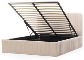 Čalouněná postel ROOLI se zvedacím roštem 160x200 cm béžová