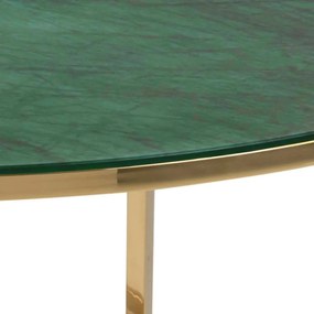 Konferenčný stolík Alisma mramor zelený/zlatý