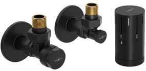 Mexen G05, uhlová termostatická súprava s krytkou, čierna matná, W901-958-904-70