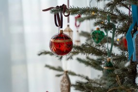 Bella Rose Sklenená vianočná ozdoba Srdce Zelená Lesk