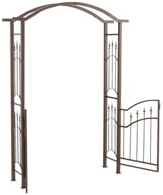Pergola na popínavé rastliny Luxor s bránkou - Hnedá