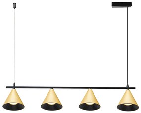Závesné svietidlo Cone, 4x zlaté/čierne kovové tienidlo, b